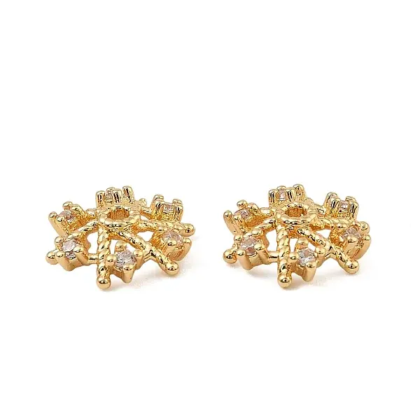 Brass Micro Pave Clear Cubic Zirconia Bead Caps