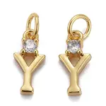 Brass Micro Pave Clear Cubic Zirconia Pendants