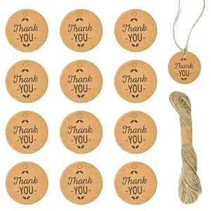 100Pcs Kraft Paper Thank You Printed Gift Tags