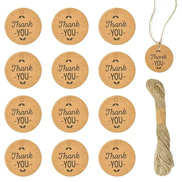 100Pcs Kraft Paper Thank You Printed Gift Tags