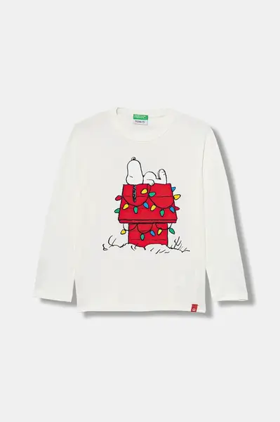 Dětské bavlněné tričko s dlouhým rukávem United Colors of Benetton