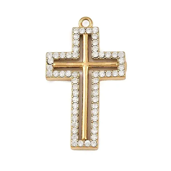 304 Stainless Steel Micro Pave Cubic Zirconia Pendants