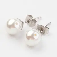 Shell Pearl Ball Stud Earring Findings