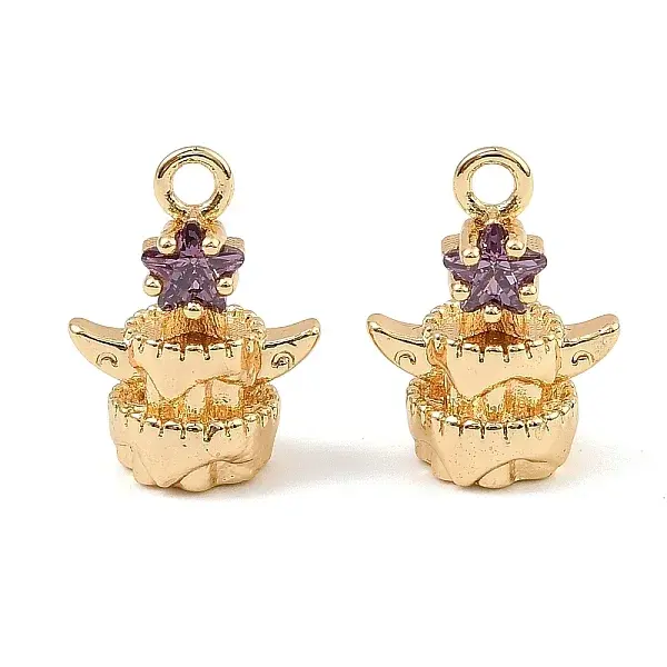 Brass Micro Pave Cubic Zirconia Charms