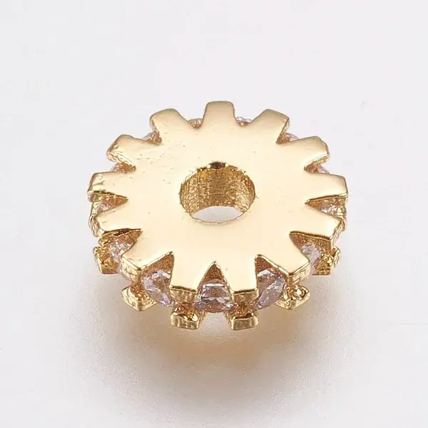 Brass Micro Pave Cubic Zirconia Bead Spacers