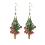 Glass Beaded Christmas Tree Dangle Earrings