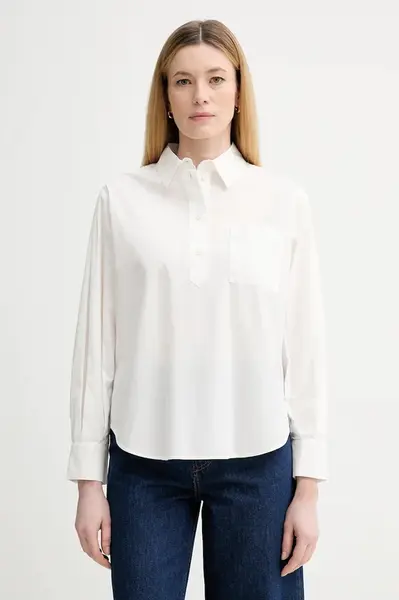 Bavlněná halenka Marc O'Polo dámská, béžová barva, hladká, 5000007470