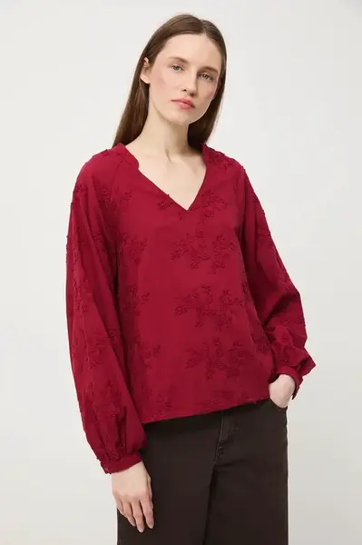 Bavlněná halenka Medicine dámská, červená barva, s aplikací