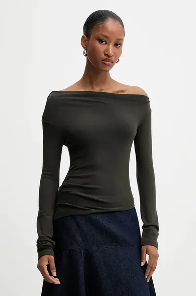 Tričko s dlouhým rukávem Answear.LAB dámské, hnědá barva