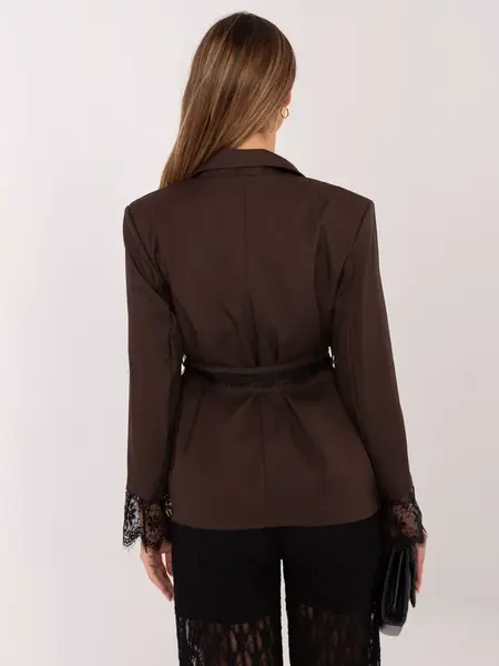 Dámsky tmavohnedý sako s čipkou
