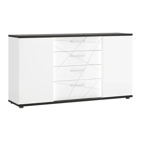 Komoda Venezia VENK01 2D4S biela alpská/dub vicenza čierna/mdf biela L