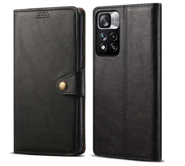 Lenuo Leather flipové pouzdro pro Xiaomi Redmi Note 11 Pro+ 5G, černá