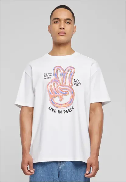 Live in Peace Oversize Tee bílé