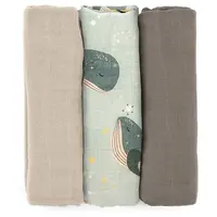 Petite&Mars Moussy látkové pleny Whale Song 68 x 68 cm 3 ks