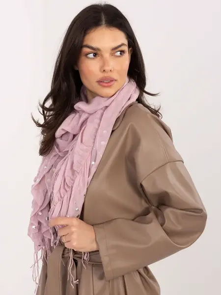 Tmavoružový šál s perlami