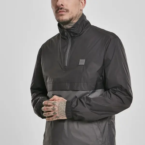 Stand Up Collar Pull Over Jacket Black/Dark Shade