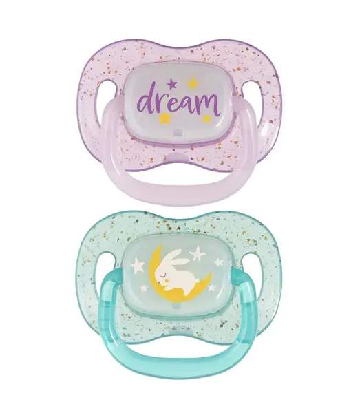 Canpol babies Svítící silikonový dudlík symetrický 18m+ 2 ks holka