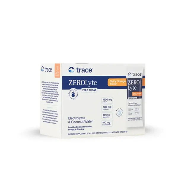 Trace Minerals ZeroLyte - Elektrolyty na báze sodíka (Slaný pomaranč), 30 sáčkov