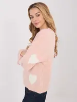 Ružový sveter s bielymi srdiečkami