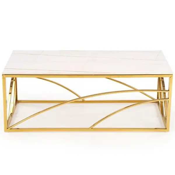 Konferenčný stolík Universe 3 biela mramor/zlatá