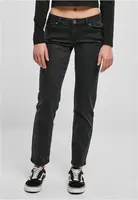 Women's Straight Denim Low-Waisted Pants - Black