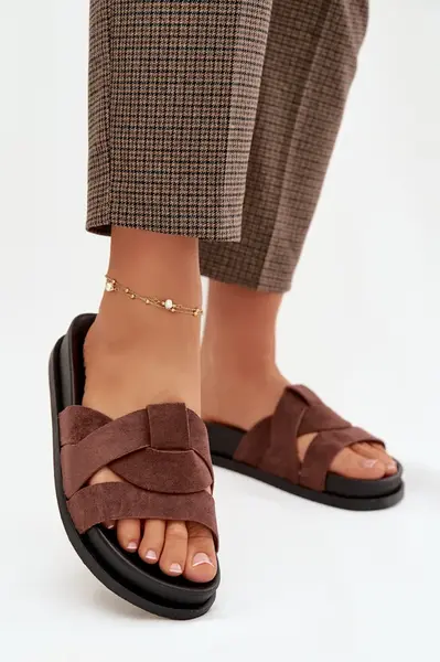 Dámske eco semišové šľapky s remienkami