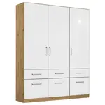 Rauch Möbel ŠATNÍ SKŘÍŇ S OTOČNÝMI DVEŘMI, dub artisan, vysoce lesklá bílá, 136/210/54 cm