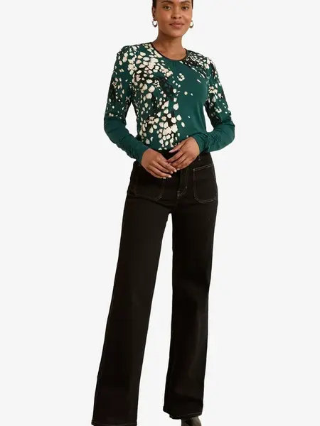 love & roses Blúzka  krémová / tmavozelená / čierna