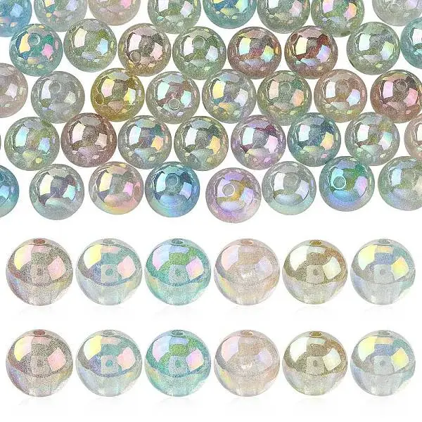50Pcs UV Plating Transparent Acrylic Beads