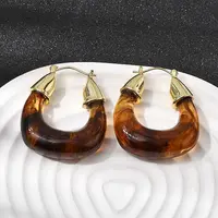 Brass Resin Hoop Earrings