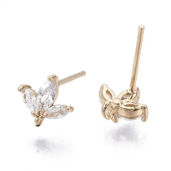Brass Micro Cubic Zirconia Stud Earring Findings