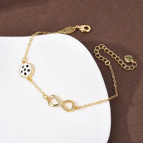 Sports Brass Micro Pave Cubic Zirconia Infinity Link Bracelets