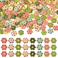 160Pcs 8 Colors Alloy Enamel Bead Caps