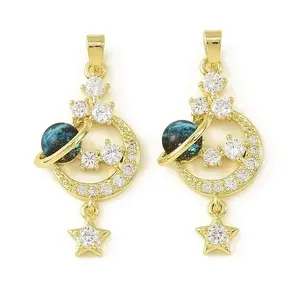 Brass Micro Pave Cubic Zirconia Pendants