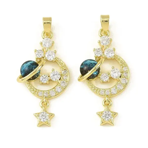 Brass Micro Pave Cubic Zirconia Pendants