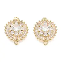 Brass Pave Clear Cubic Zirconia Connector Charms