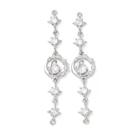 Brass Micro Pave Clear Cubic Zirconia Connector Charms