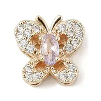 Brass Micro Pave Cubic Zirconia Beads