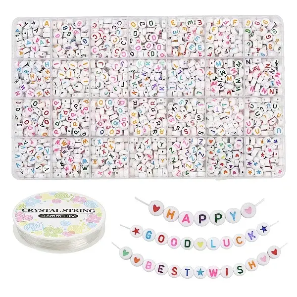 DIY Flat Round Acrylic Beads Stretch Bracelets Making Kits