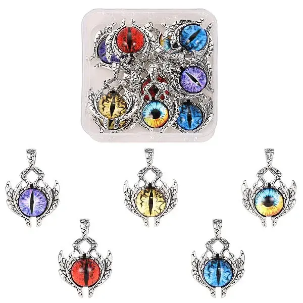 10Pcs 5 Colors Glass Pendants