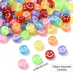 100Pcs Smiling Face Transparent Acrylic Beads