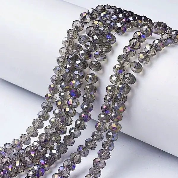 Electroplate Transparent Glass Beads Strands