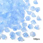 100Pcs Transparent Two Tone Spray Painted Glass Bead Caps