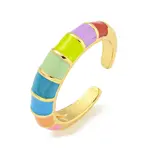 Rack Plated Brass Enamel Open Cuff Rings