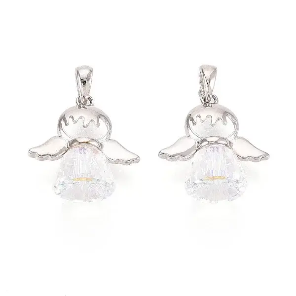 925 Sterling Silver & Austrian Crystal Angel Pendants