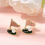 Ship Brass Enamel Stud Earrings