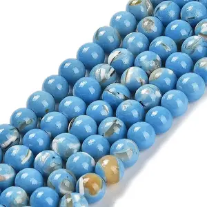 Assembled Synthetic Stone and Trochus Shell Beads Strands