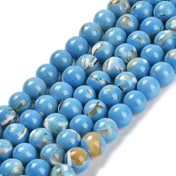 Assembled Synthetic Stone and Trochus Shell Beads Strands