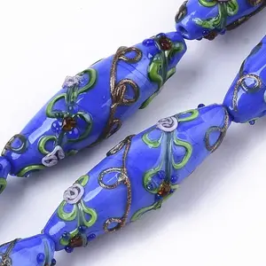 Handmade Gold Sand Lampwork Beads Strands