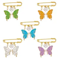 10Pcs 5 Colors Butterfly & Flower Charm Alloy Enamel Brooches for Women